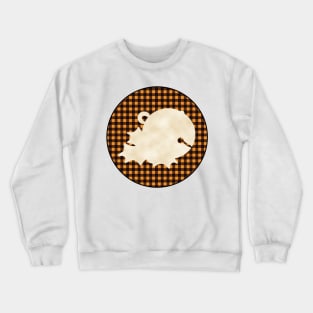 Sleigh bell and mistletoe silhouette over a black and orange tile pattern Crewneck Sweatshirt